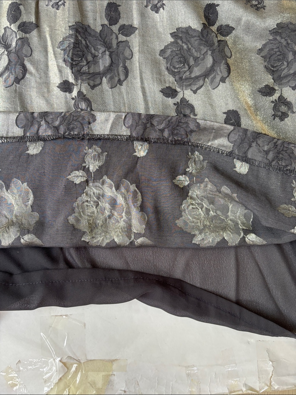 Vintage 90’s Cowl Neck Formal Evening Maxi Dress 4 Floral Rose Burnout Y2K Long - Picture 13 of 17